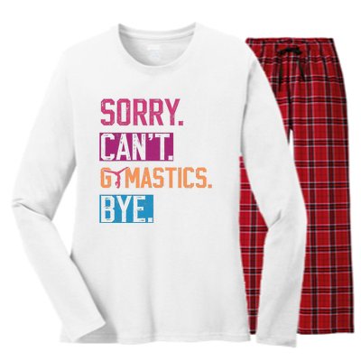 Sorry CanT Gymnastics Bye Funny Gymnastics Player Vintage Women's Long Sleeve Flannel Pajama Set 