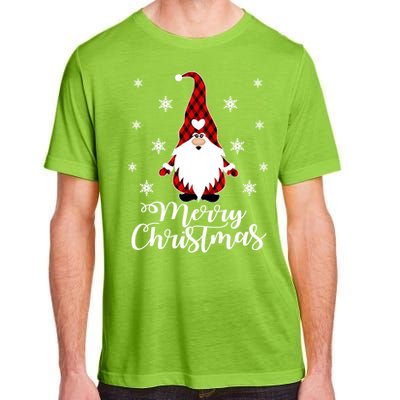 Santa Claus Garden Gnome Buffalo Plaid Merry Christmas Adult ChromaSoft Performance T-Shirt