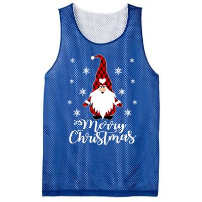 Santa Claus Garden Gnome Buffalo Plaid Merry Christmas Mesh Reversible Basketball Jersey Tank