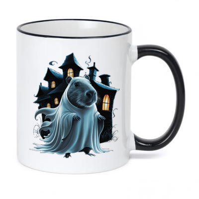 Spooky Capybara Ghost Haunted Halloween House Phantom 11oz Black Color Changing Mug