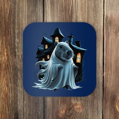 Spooky Capybara Ghost Haunted Halloween House Phantom Coaster