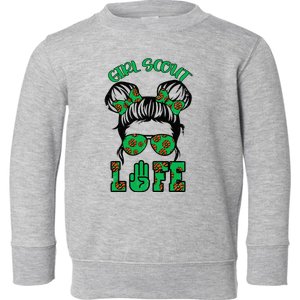 Scout Cookie Girl Troop Leader Kidlife Messy Bun Toddler Sweatshirt