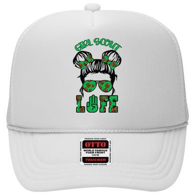 Scout Cookie Girl Troop Leader Kidlife Messy Bun High Crown Mesh Back Trucker Hat