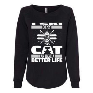 Skiing Cat Gift Winter Sports Ski Skier Gift Womens California Wash Sweatshirt