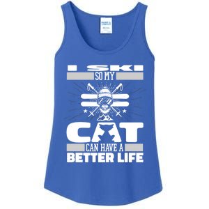 Skiing Cat Gift Winter Sports Ski Skier Gift Ladies Essential Tank