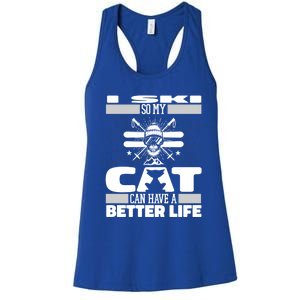 Skiing Cat Gift Winter Sports Ski Skier Gift Women's Racerback Tank