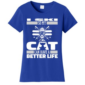 Skiing Cat Gift Winter Sports Ski Skier Gift Women's T-Shirt