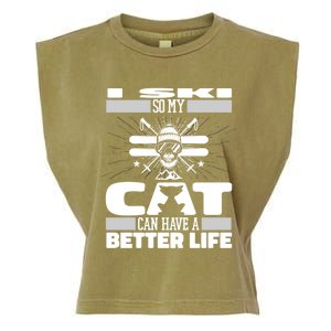 Skiing Cat Gift Winter Sports Ski Skier Gift Garment-Dyed Women's Muscle Tee