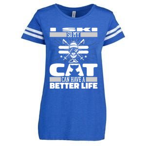 Skiing Cat Gift Winter Sports Ski Skier Gift Enza Ladies Jersey Football T-Shirt