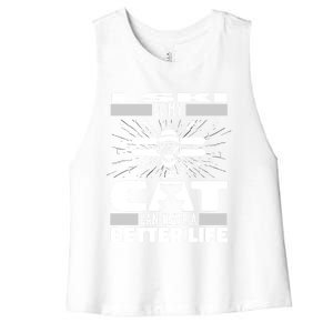 Skiing Cat Gift Winter Sports Ski Skier Gift Women's Racerback Cropped Tank