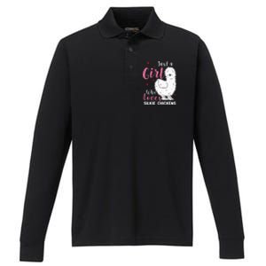 Silkie Chicken Girl Who Loves Silkie Chickens Performance Long Sleeve Polo