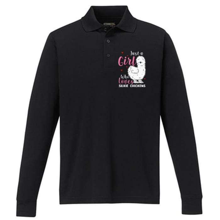 Silkie Chicken Girl Who Loves Silkie Chickens Performance Long Sleeve Polo