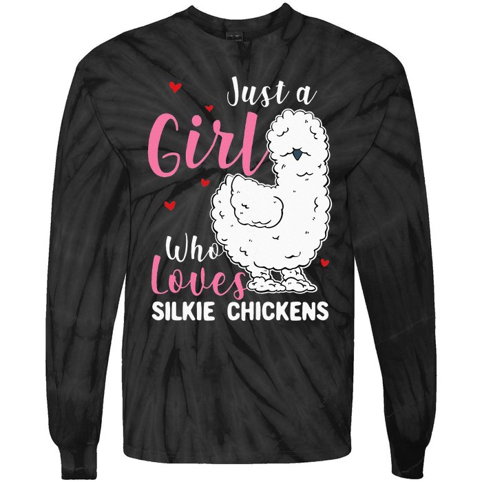 Silkie Chicken Girl Who Loves Silkie Chickens Tie-Dye Long Sleeve Shirt