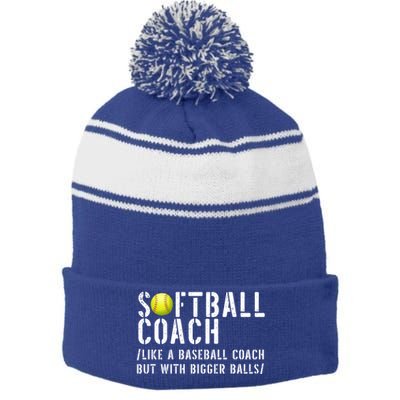 Softball Coach Gift Softball Dad Softball Coach Gift Stripe Pom Pom Beanie