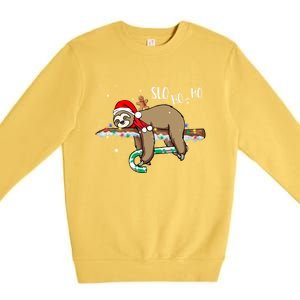 Sloth Christmas Gift Merry Slothmas Slo Ho Ho Cool Gift Premium Crewneck Sweatshirt