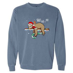 Sloth Christmas Gift Merry Slothmas Slo Ho Ho Cool Gift Garment-Dyed Sweatshirt