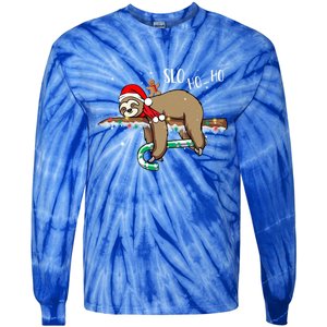 Sloth Christmas Gift Merry Slothmas Slo Ho Ho Cool Gift Tie-Dye Long Sleeve Shirt