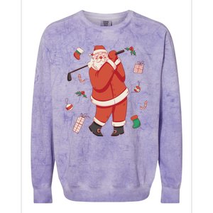 Santa Claus Golf Lover Holiday Colorblast Crewneck Sweatshirt