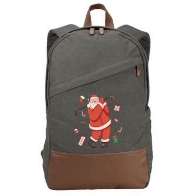 Santa Claus Golf Lover Holiday Cotton Canvas Backpack