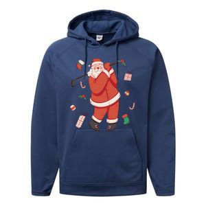 Santa Claus Golf Lover Holiday Performance Fleece Hoodie