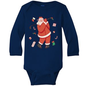 Santa Claus Golf Lover Holiday Baby Long Sleeve Bodysuit