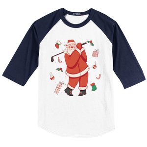 Santa Claus Golf Lover Holiday Baseball Sleeve Shirt