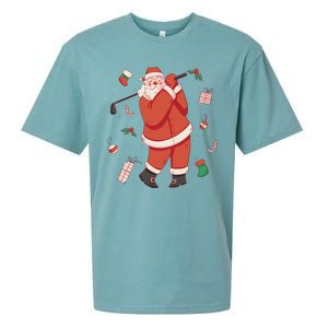 Santa Claus Golf Lover Holiday Sueded Cloud Jersey T-Shirt