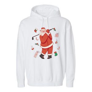 Santa Claus Golf Lover Holiday Garment-Dyed Fleece Hoodie