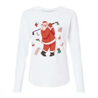 Santa Claus Golf Lover Holiday Womens Cotton Relaxed Long Sleeve T-Shirt