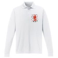 Santa Claus Golf Lover Holiday Performance Long Sleeve Polo