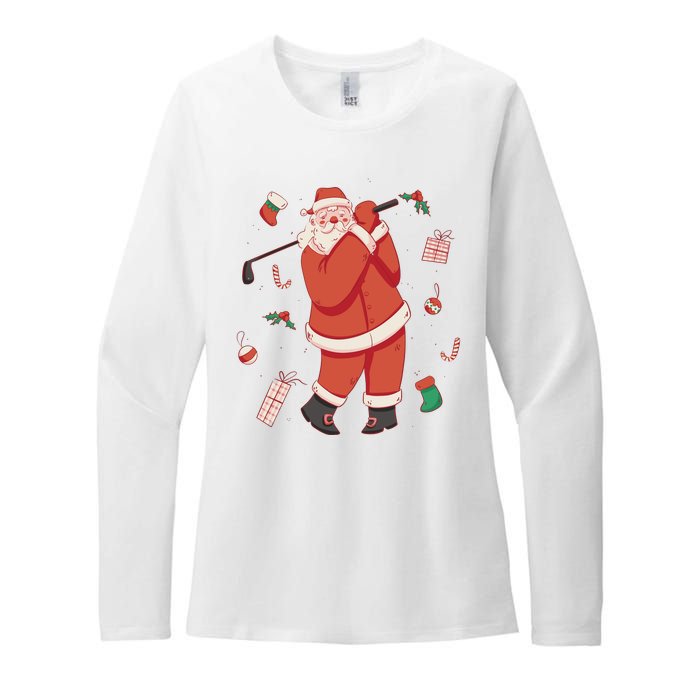 Santa Claus Golf Lover Holiday Womens CVC Long Sleeve Shirt