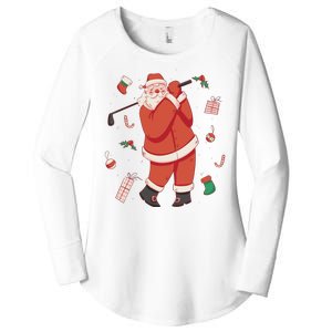 Santa Claus Golf Lover Holiday Women's Perfect Tri Tunic Long Sleeve Shirt