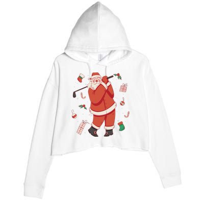 Santa Claus Golf Lover Holiday Crop Fleece Hoodie