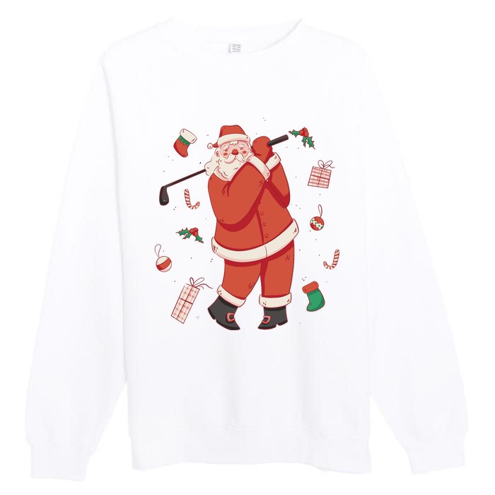 Santa Claus Golf Lover Holiday Premium Crewneck Sweatshirt