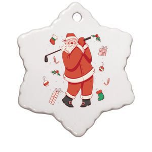 Santa Claus Golf Lover Holiday Ceramic Star Ornament