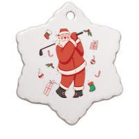 Santa Claus Golf Lover Holiday Ceramic Star Ornament