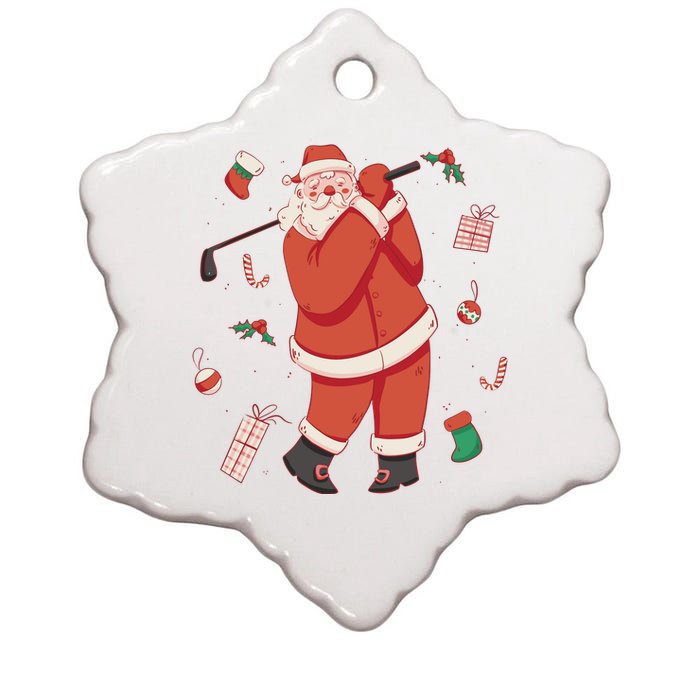 Santa Claus Golf Lover Holiday Ceramic Star Ornament