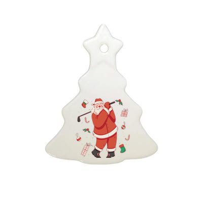 Santa Claus Golf Lover Holiday Ceramic Tree Ornament