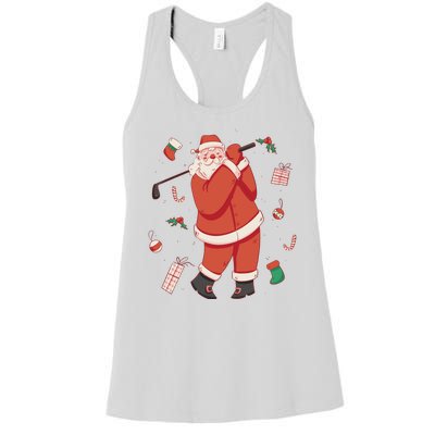 Santa Claus Golf Lover Holiday Women's Racerback Tank