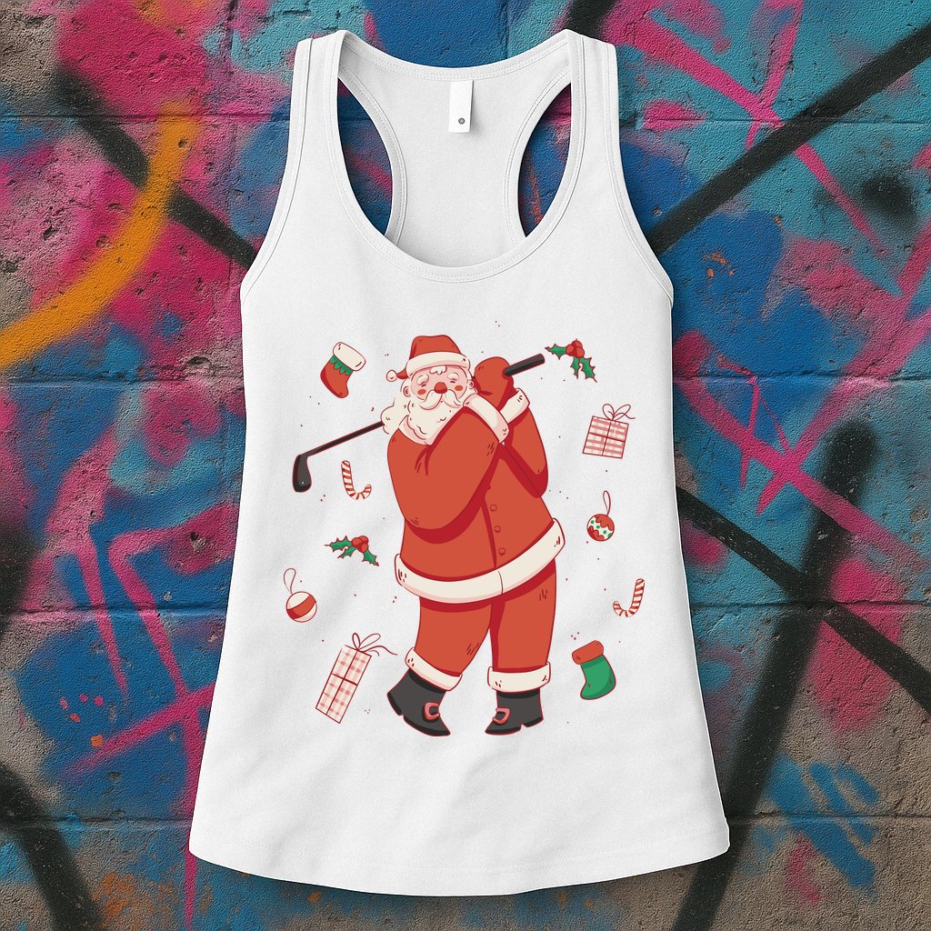 Santa Claus Golf Lover Holiday Womens Tank Top