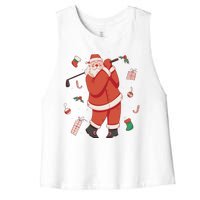 Santa Claus Golf Lover Holiday Women's Racerback Cropped Tank