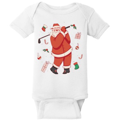 Santa Claus Golf Lover Holiday Baby Bodysuit