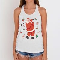 Santa Claus Golf Lover Holiday Women's Knotted Racerback Tank