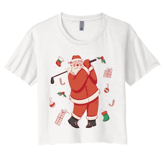 Santa Claus Golf Lover Holiday Crop Top