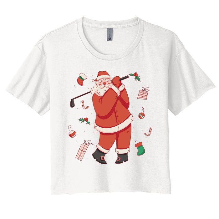 Santa Claus Golf Lover Holiday Women's Crop Top Tee