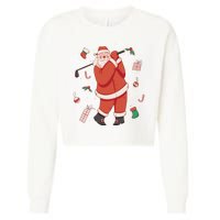 Santa Claus Golf Lover Holiday Cropped Pullover Crew