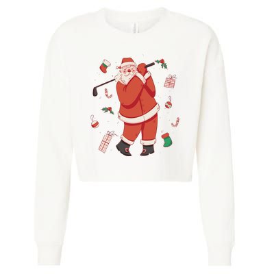 Santa Claus Golf Lover Holiday Cropped Pullover Crew