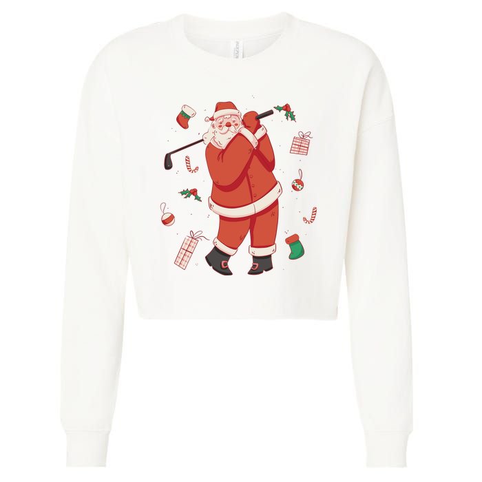 Santa Claus Golf Lover Holiday Cropped Pullover Crew