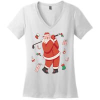 Santa Claus Golf Lover Holiday Women's V-Neck T-Shirt