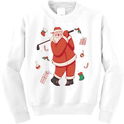 Santa Claus Golf Lover Holiday Kids Sweatshirt